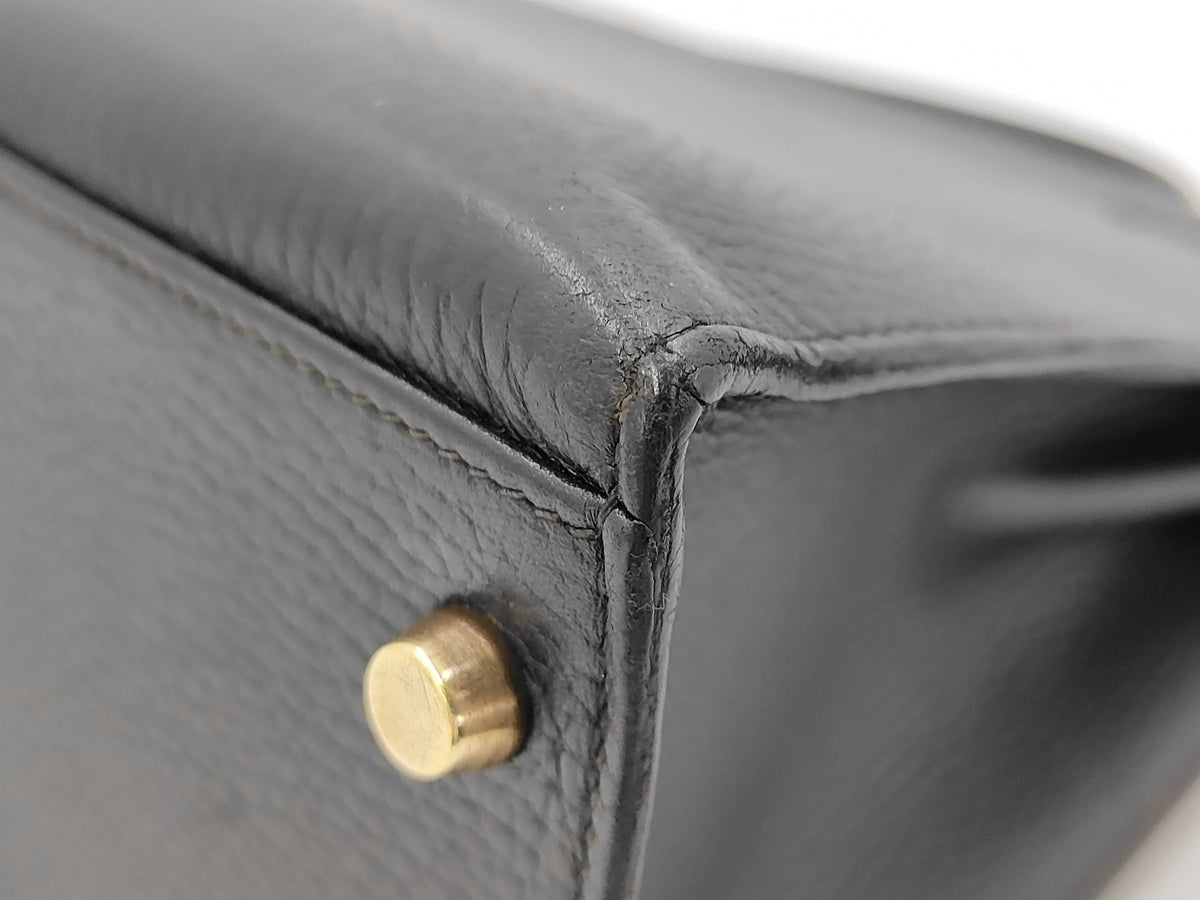 Kelly Handbag Black Ardennes with Gold Hardware 32