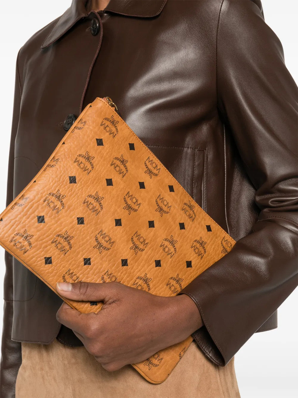 MCM - Unisex Aren Visetos Flat Pouch Bags